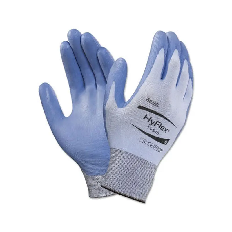 Ansell HyFlex 11-518 Polyurethane Palm Coated Gloves, Size 8, Blue/Gray (012-11-518-8) 1 Dozen