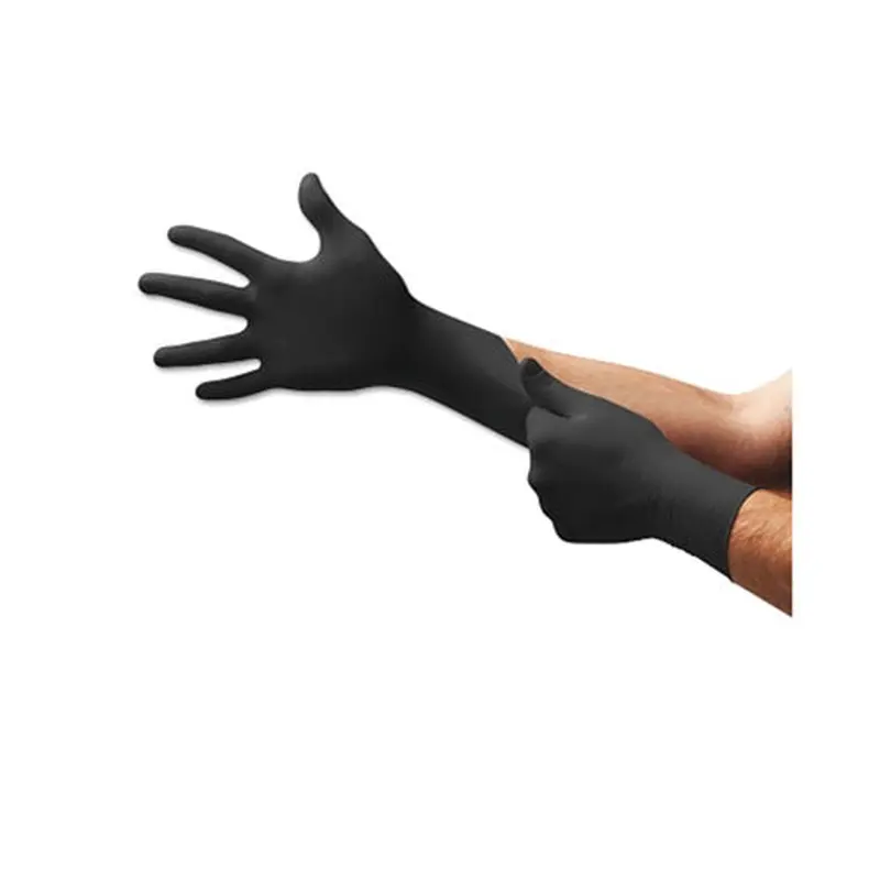 Ansell Onyx N64 Nitrile Powder-Free Disposable Gloves, Textured Fingers, 3.5 mil Palm/5.1 mil Finger, X-Large, Black (748-N644) 1 Box