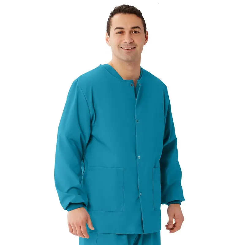 AngelStat Unisex Snap-Front Warm-Up Scrub Jacket, Peacock, Size XL, 1 EA (849NBTXL) Each