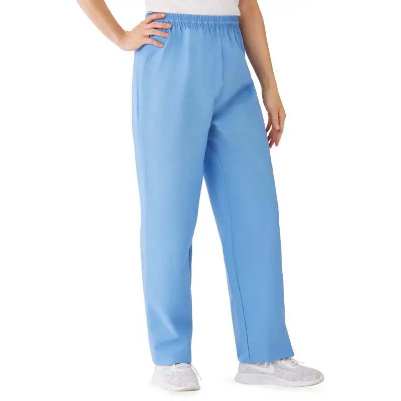 AngelStat Women's Elastic Waist Scrub Pants with Drawstring, Size 2XL, Ceil Blue, 1 EA (854NTHXXL) Each