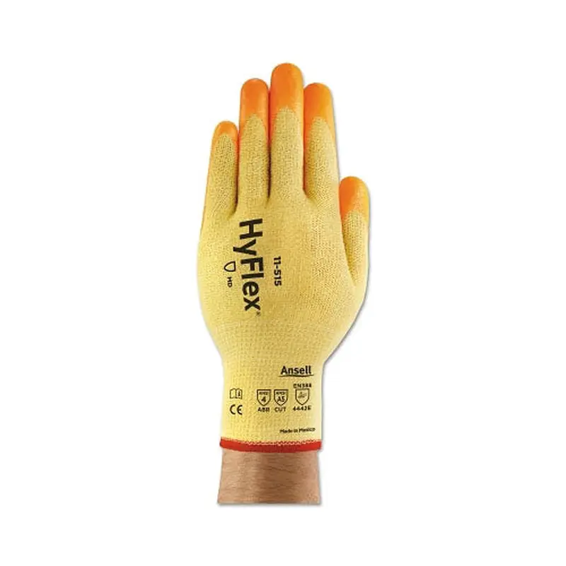 Ansell Hyflex Gloves, Nitrile Coated, Size 9, Orange (012-11-515-9) 1 Dozen