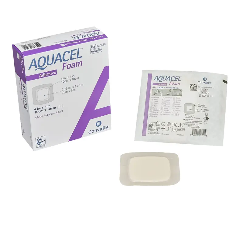 Aquacel Foam Dressing 4 X 4 Inch With Border Waterproof Film Backing Silicone Adhesive Square Sterile (1156827_CS) 180/CS