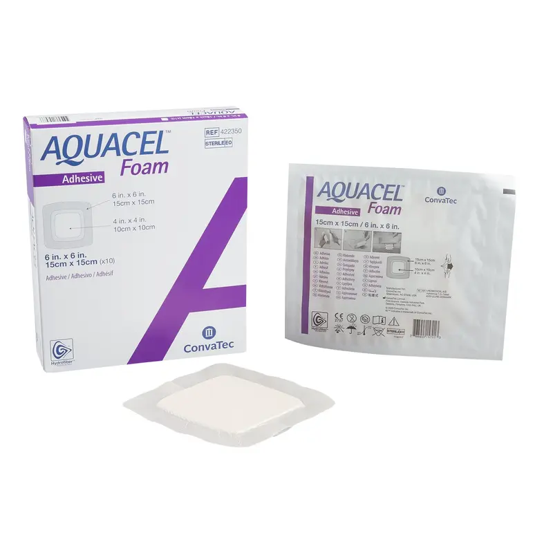 Aquacel Foam Dressing 6 X 6 Inch With Border Waterproof Film Backing Silicone Adhesive Square Sterile (1118894_BX) 10/BX