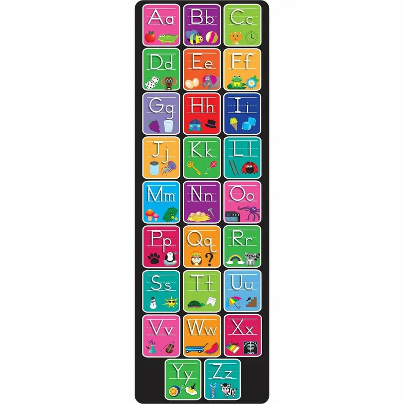 Ashley Smart Poly Original Fun Classroom Mat, 47" Length x 15.50" Width, Alphabet, Matching Pictures (ASH91403) Each