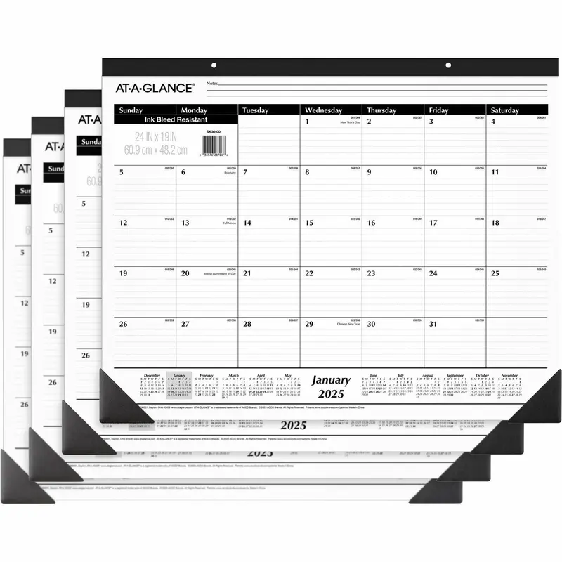 At-A-Glance Desk Calendars, 1PPM, 12 Months, January 2026 to December 2026, 24"x19", 4/BD (AAGSK3000BD) Pack of 4