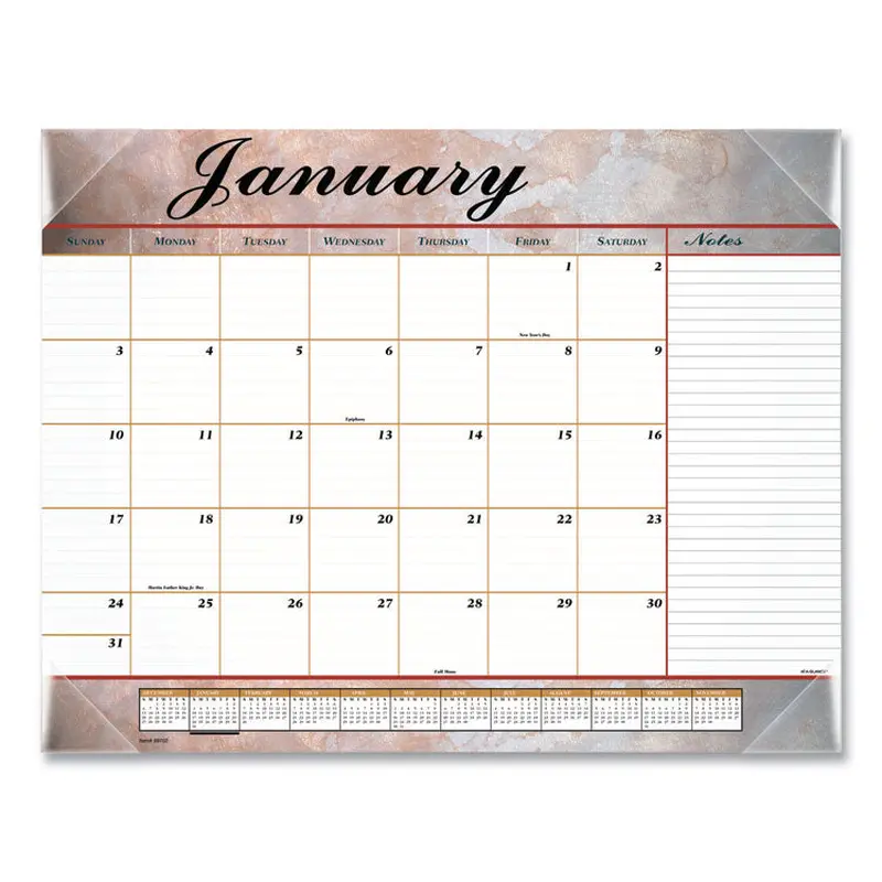 AT-A-GLANCE Marbled Desk Pad, Marbled Stone Artwork, 22 x 17, White/Multicolor Sheets, Clear Corners, 12-Month (Jan to Dec): 2026 (AAG89702) Each