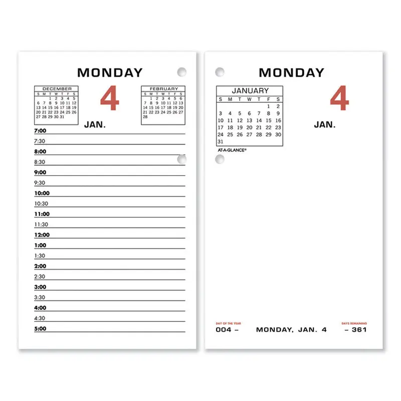 AT-A-GLANCE Two-Color Desk Calendar Refill, 3.5 x 6, White Sheets, 12-Month (Jan to Dec): 2026 (AAGE01750) Each