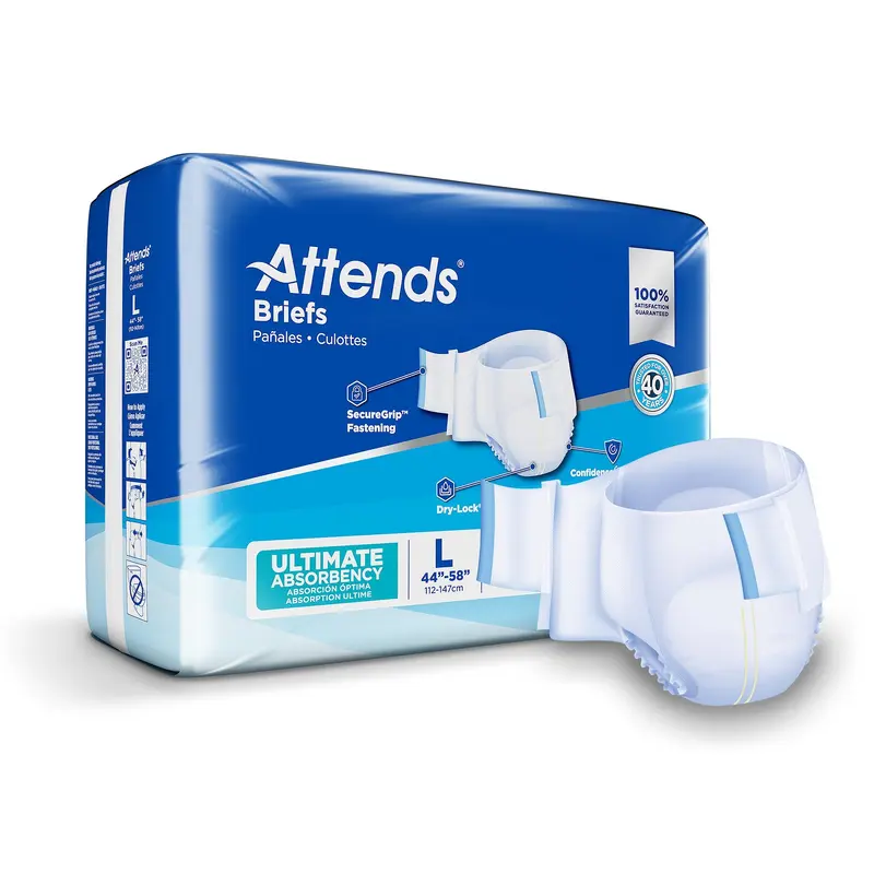 Attends Advanced Unisex Adult Incontinence Brief Large Disposable Heavy Absorbency (950225_CS) 72/CS