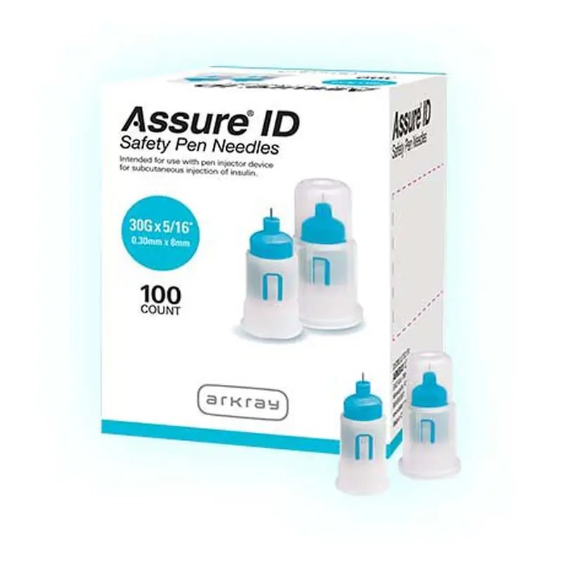 Assure ID Safety Insulin Pen Needle 30 Gauge 8 mm Length Automatic Safety Without Back-End Shield (1114542_CS) 1200/CS