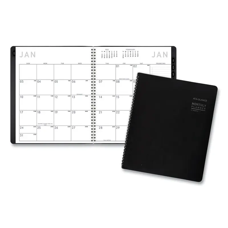 AT-A-GLANCE Contemporary Monthly Planner, Premium Paper, 11 x 9, Black Cover, 12-Month (Jan to Dec): 2026 (AAG70260X05) Each