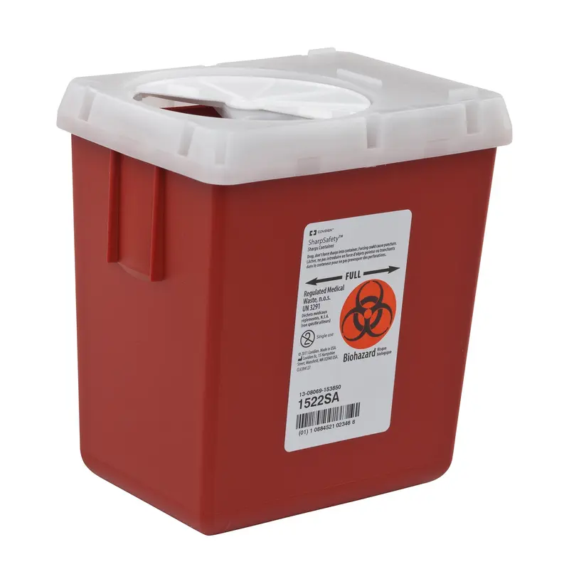 AutoDrop Sharps Container Red Base 7-1/4 H X 6-1/2 W X 4-1/2 D Inch Vertical Entry 0.55 Gallon (346911_CS) 60/CS