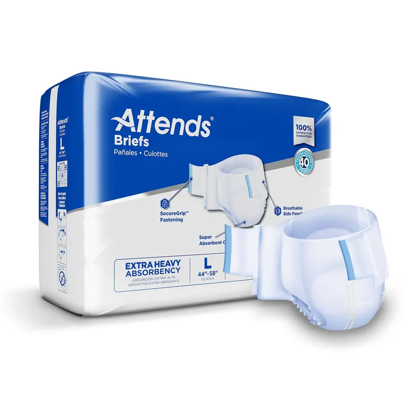 Attends Care Advanced Unisex Adult Incontinence Brief Large Disposable Heavy Absorbency (957930_CS) 72/CS