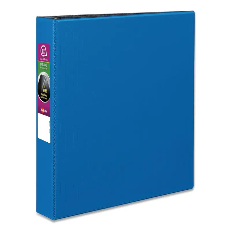 Avery Durable Non-View Binder with DuraHinge and Slant Rings, 3 Rings, 1.5" Capacity, 11 x 8.5, Blue (AVE27351) Each