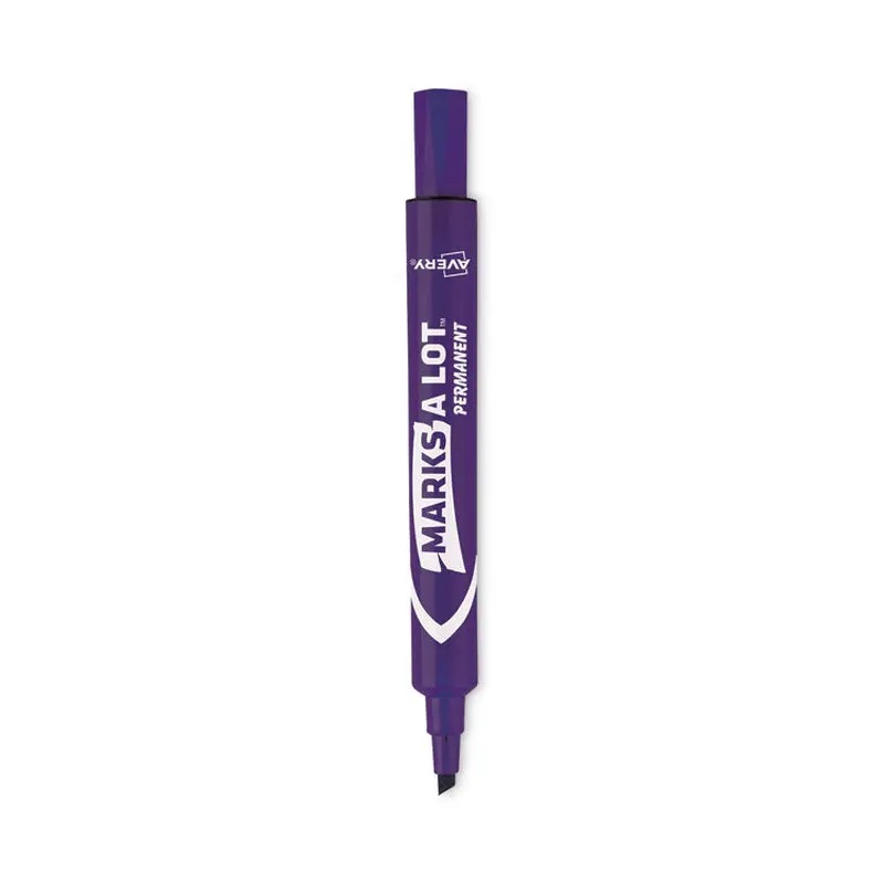 Avery MARKS A LOT Large Desk-Style Permanent Marker, Broad Chisel Tip, Purple, Dozen (8884) (AVE08884) Each