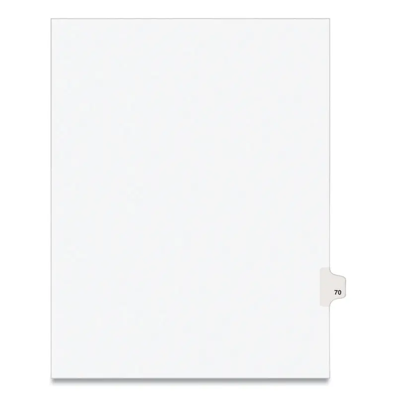 Avery Preprinted Legal Exhibit Side Tab Index Dividers, Avery Style, 10-Tab, 70, 11 x 8.5, White, 25/Pack, (1070) (AVE01070) Pack of 25