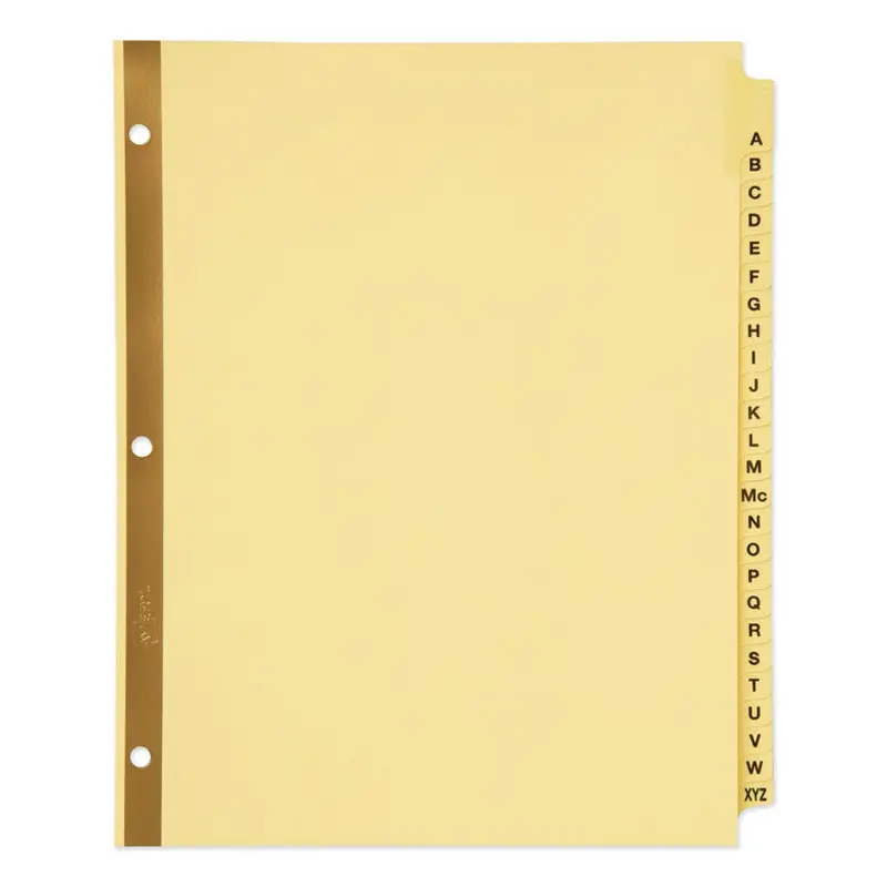 Avery Preprinted Laminated Tab Dividers with Gold Reinforced Binding Edge, 25-Tab, A to Z, 11 x 8.5, Buff, 1 Set (AVE11306) Set of 25