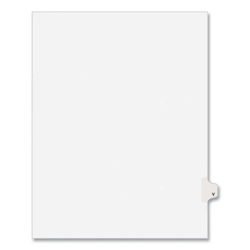 Avery Preprinted Legal Exhibit Side Tab Index Dividers, Avery Style, 26-Tab, V, 11 x 8.5, White, 25/Pack, (1422) (AVE01422) Pack of 25