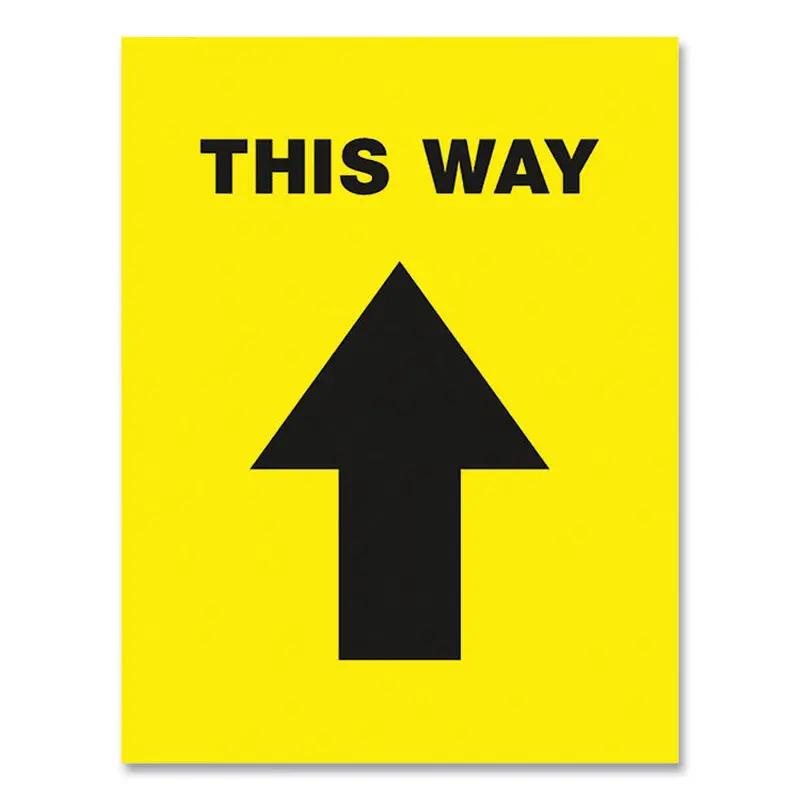 Avery Social Distancing Floor Decals, 8.5 x 11, This Way, Yellow Face, Black Graphics, 5/Pack (AVE83022) Pack of 5
