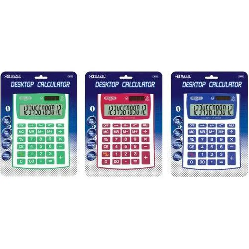 12-DIGIT DUAL POWER FANCY COLOR DESKTOP CALCULATOR