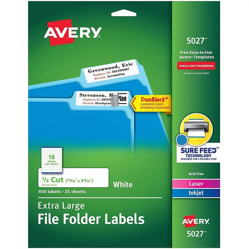 AV FILE FOLDER LABEL WHITE X-LARGE (PQ.450)
