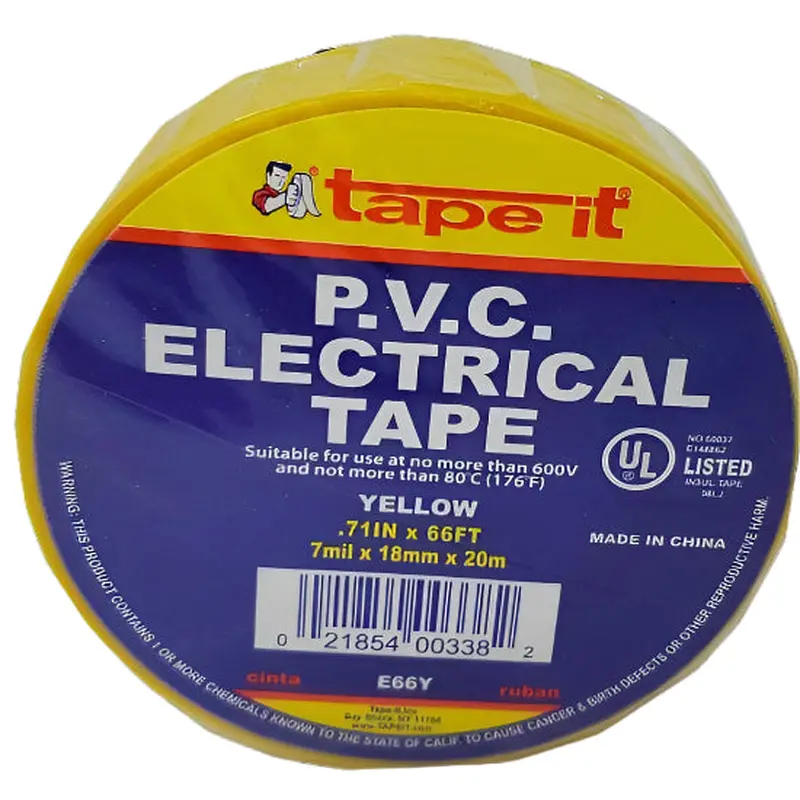 TAPE ELECTRICO AMARILLO 3/4 X 66 FT.