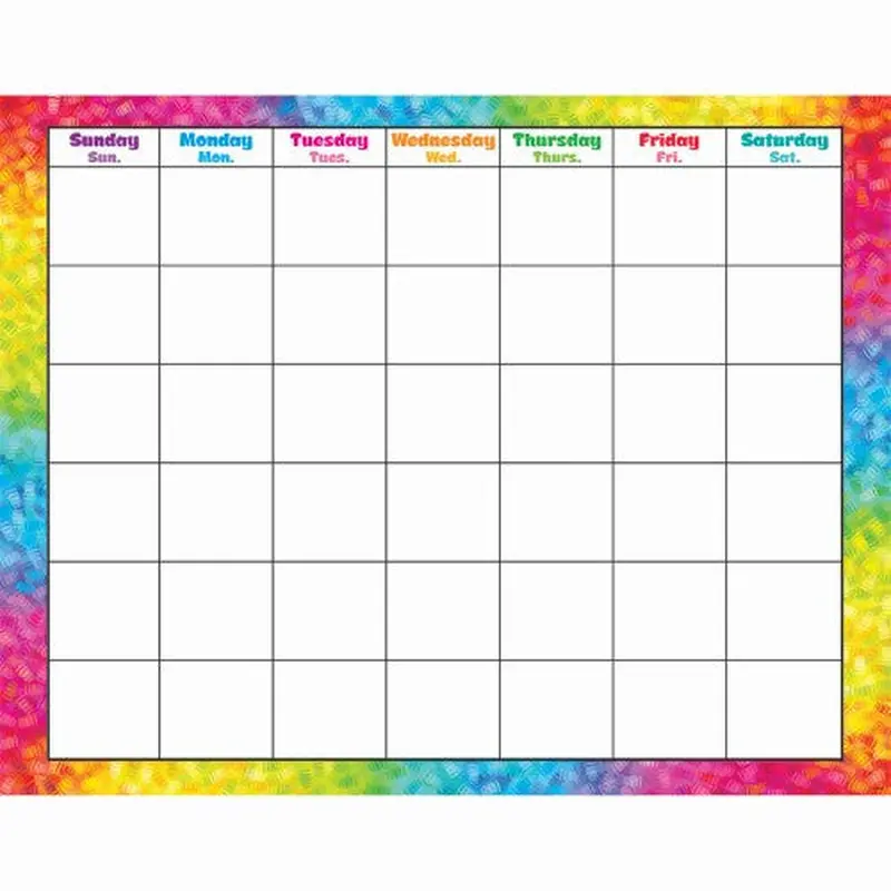 WIPE-OFF CALENDAR COLORFUL BRUSH STROKES MONTHLY
