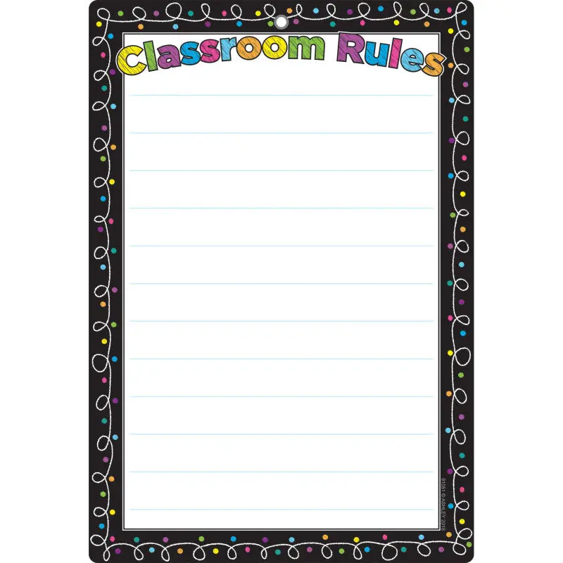 Ashley Smart Poly Chart, Chalk Dots With Loops, Classroom Rules, Dry Erase Surface 13" X 19"s (ASH 91051)