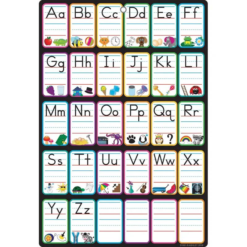 Ashley Smart Poly Dry Erase, ABC PICTURES Learning Mat, 13" x 19"  (ASH91061) Alphabet
