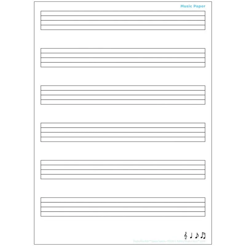 Ashley Smart Poly Single Sided Postermat Pals Music Staves, 13" X 9.5" (ASH95320)