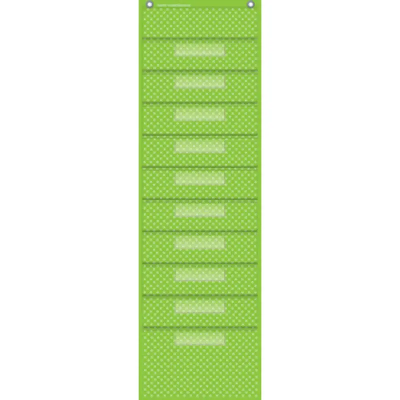 Teacher Created Lime Polka Dots 10 Pocket File Storage Pocket Chart (TCR 20737)