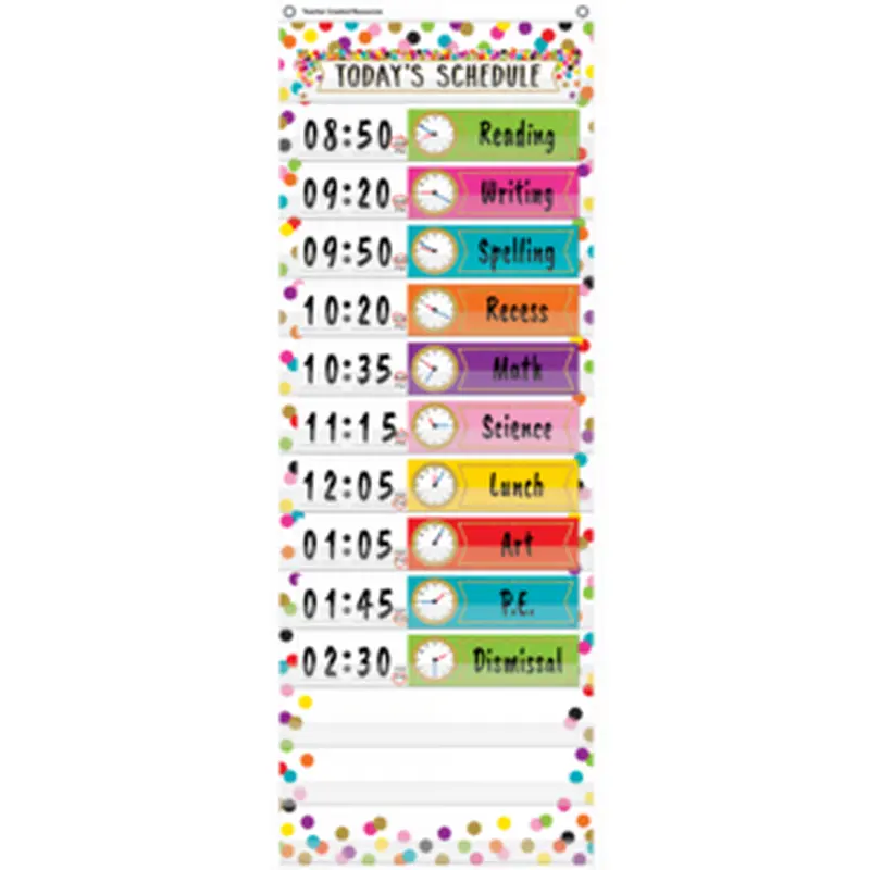 Teacher Created Confetti 14 Pocket Daily Schedule Pocket Chart (TCR 20330)
