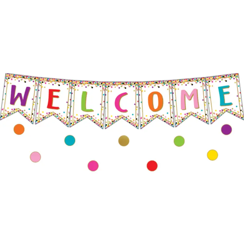 Teacher Created Confetti Pennants Welcome Bulletin Board Display, 9" x 13" (TCR 3608)