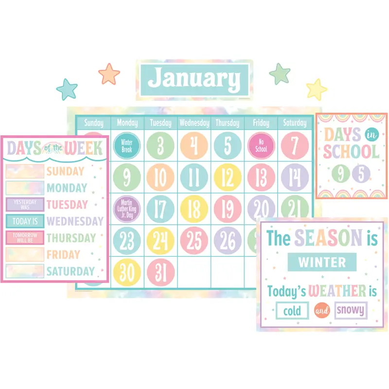 Teacher Created Pastel Pop Calendar Bulletin Board, 115 Pieces (TCR 8411)