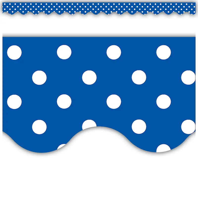 Teacher Created Resources Blue w/ White Polka Dots Border, 35 ft (TCR 4666)