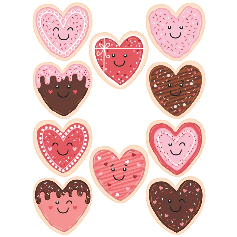 Teacher Created Resources Frosted Heart Cookies  6" Accents, Pack of 30  (TCR 6951)