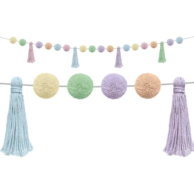 Teacher Created Resources Pastel Pop Pom-Poms and Tassels Garland (TCR 9207)