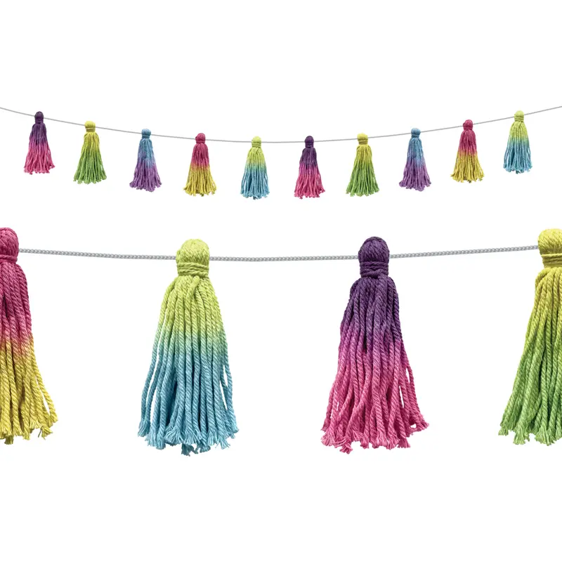 Teacher Created Tie-Dye Pom-Poms and Tassels Garland (TCR 8903)