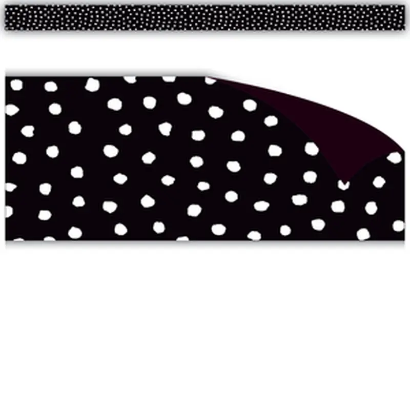 Teacher Created White Painted Dots on Black Magnetic Border (TCR 77565)
