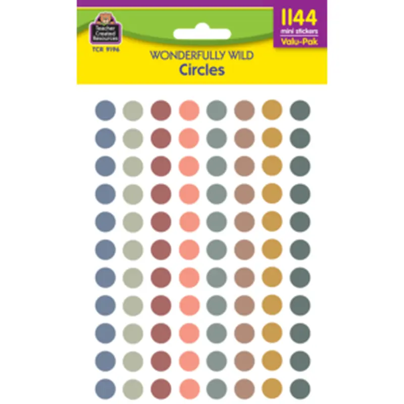 Teacher Created Wonderfully Wild Circles Mini Stickers Valu-Pak, '' (TCR 9196)