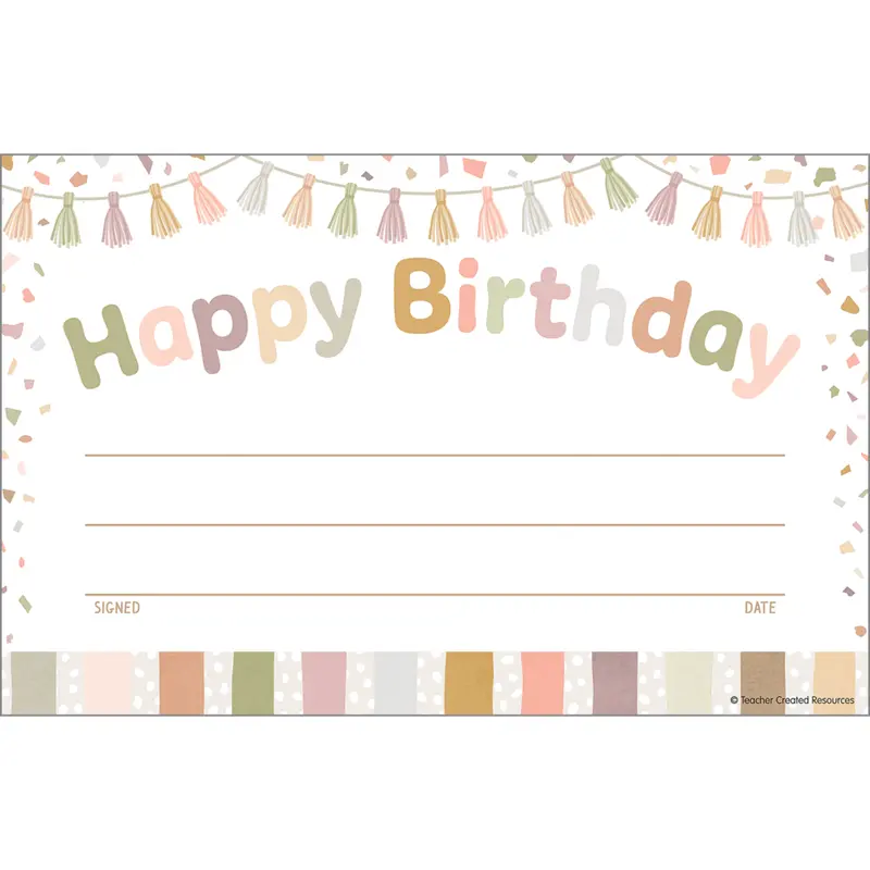 Teacher Created Terrazzo Tones Happy Birthday Awards (TCR 7225)