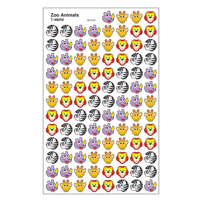 Trend Zoo Animals Super Shapes Stickers, 800 Count (T46058)