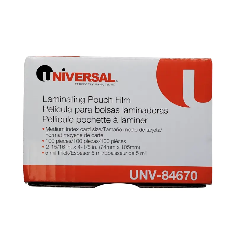 Universal Clear Laminating Pouches, 5 mil, Medium Card Size, 100/Box (UNV-84670)