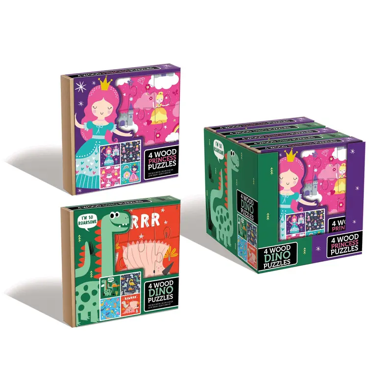 4 IN 1 WOODEN PUZZLE BOX ASST