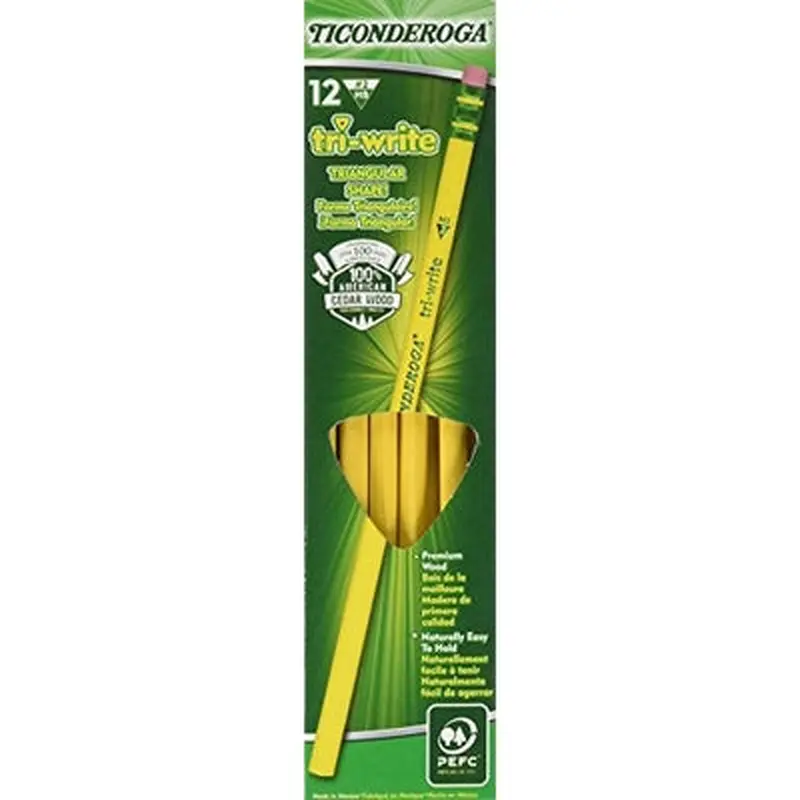 Ticonderoga Tri-Write #2 Pencils, Pack of 12 (13856)