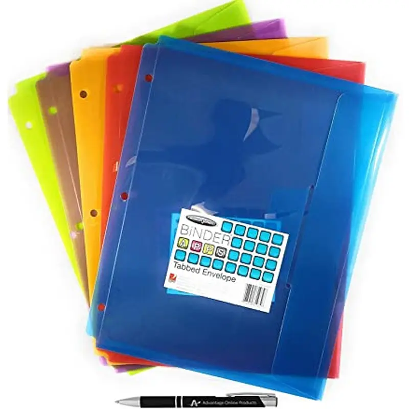Wilson Jones ACCO Binder Tabbed Envelopes, Assorted Colors, 12 Count (W 61062)