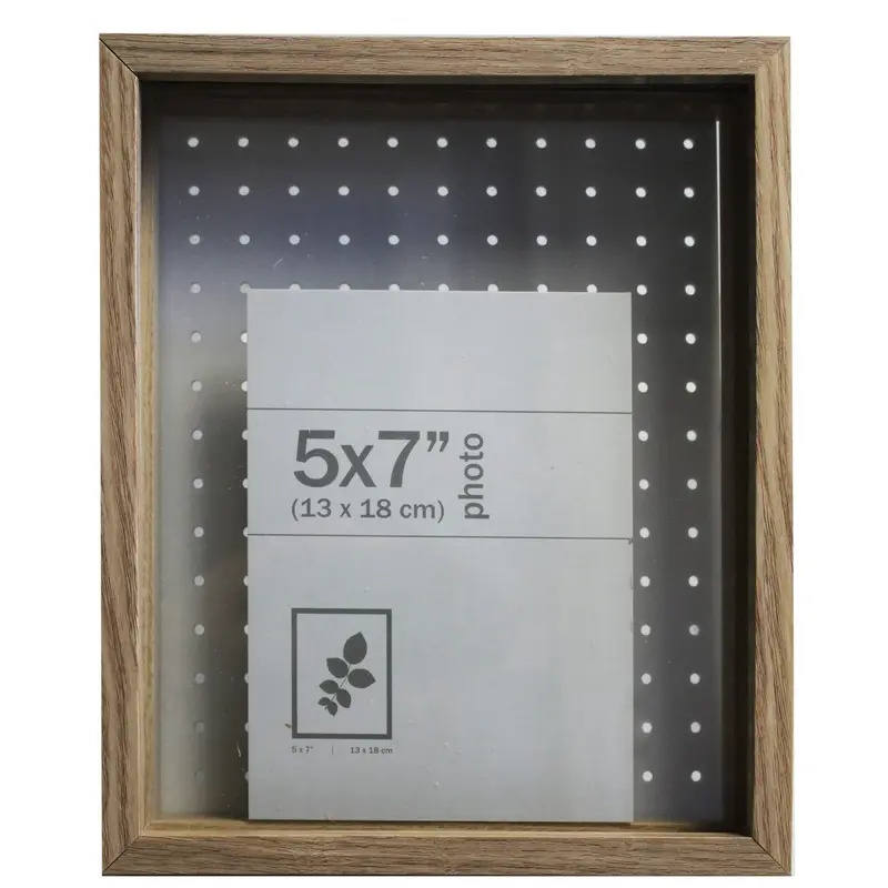 8" x 10" SHADOW BOX WITH PEG BOARD NATURAL PHOTO FRAME FOR 5" x 7" PHOTO