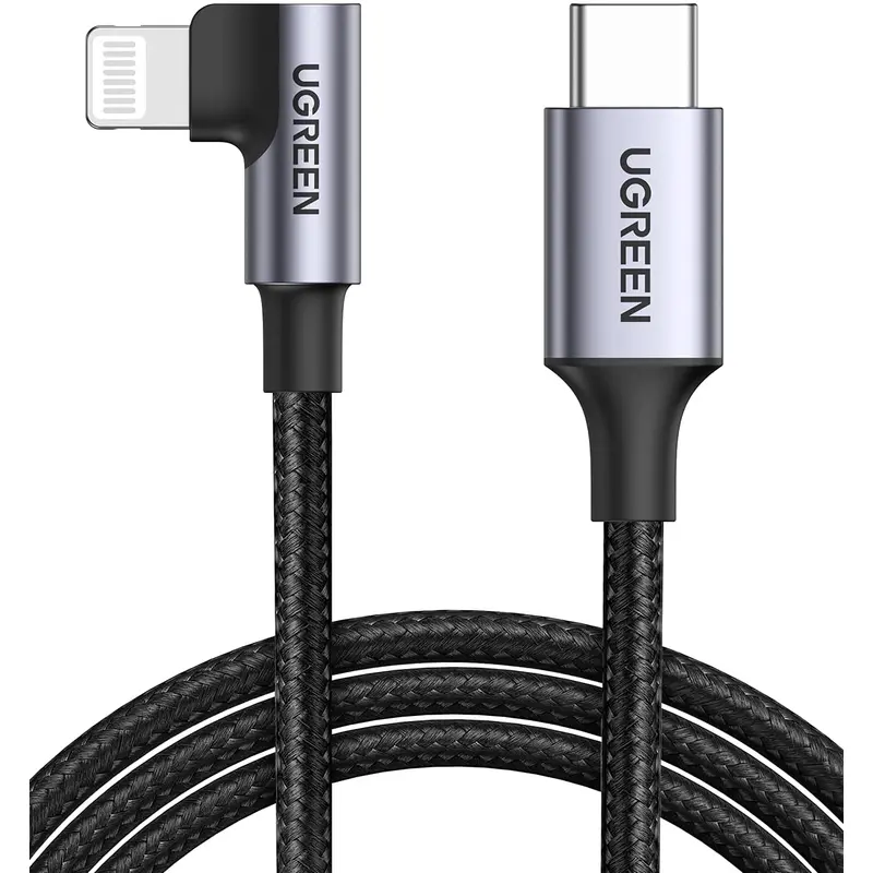 UGREEN USB A TO LIGHTNING RIGHT ANGLE CABLE 6ft GREY