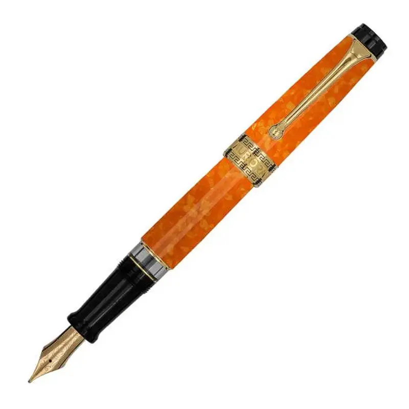Aurora Optima Auroloide Fountain Pen - Orange - Gold TrimExtra-Fine