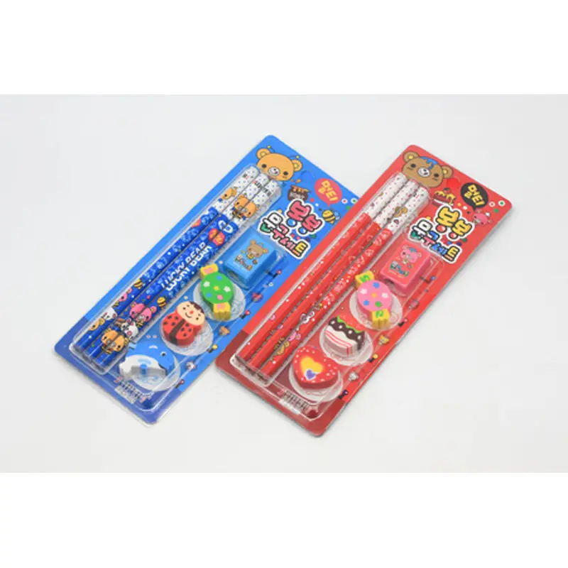 7 pieces Stationery Set (Pencils, Erasers & Sharpener)Assorted