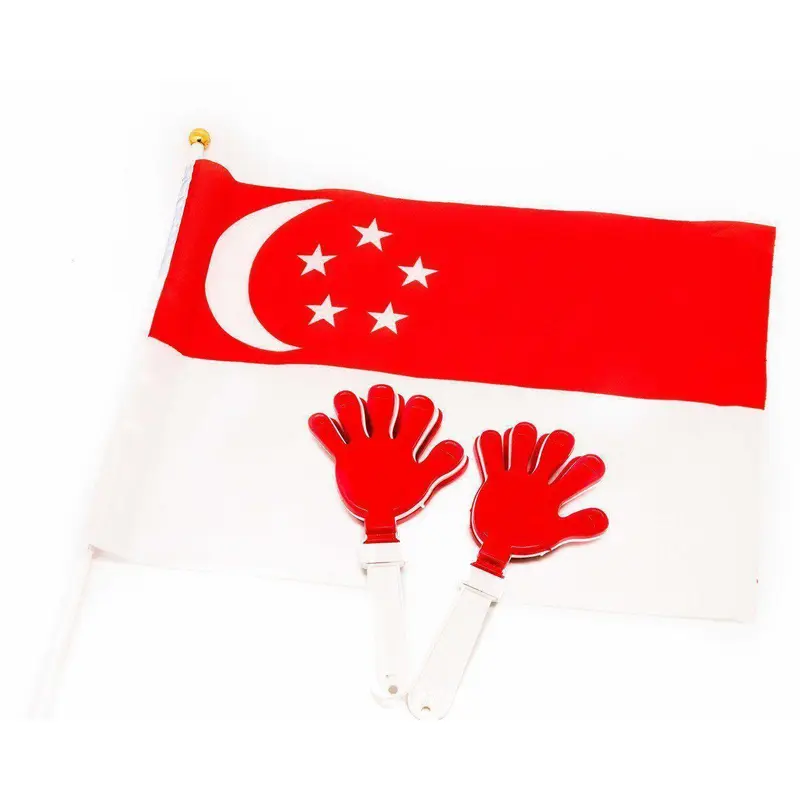 Singapore Hand Held Flag and Hand Clapper SetAssorted